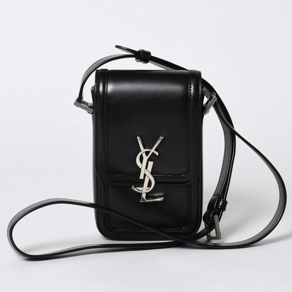 Saint Laurent Phone Pouch Crossbody Bag Leather Black